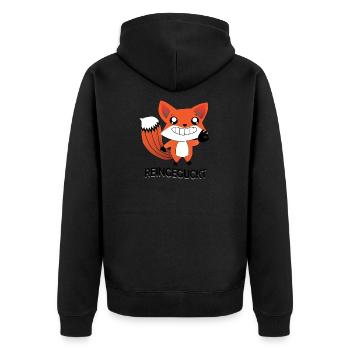 Reingeguckt Fuchs ist lustig Geschenk - Unisex Premium Bio Zip Hoodie - Schwarz - Hinten - Nico (187cm)