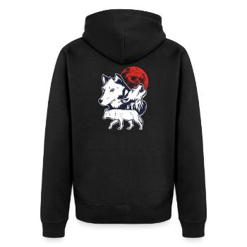 3 Alpha Wolves Blancs Hurlant à la Lune Rouge - Veste à capuche bio Premium Unisexe - noir - Dos - Nico (187cm)