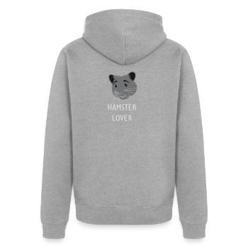 Hamster - Goldhamster - Hamsterliebhaber - - Unisex Premium Bio Zip Hoodie - Grau meliert - Hinten - Nico (187cm)
