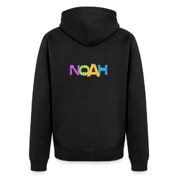 Noah - Unisex Premium Organic Zip Hoodie - black - Back - Nico (187cm)