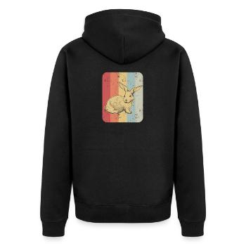 Bunny rabbit retro vintage gift - Unisex Premium Organic Zip Hoodie - black - Back - Nico (187cm)