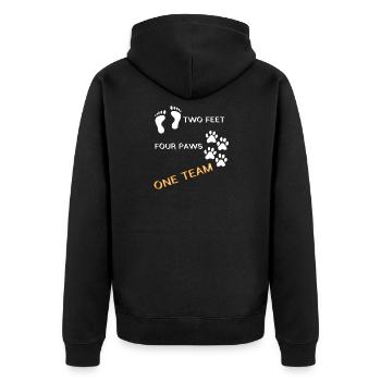 Hund Begleiter Sport Team - Unisex Premium Bio Zip Hoodie - Schwarz - Hinten - Nico (187cm)