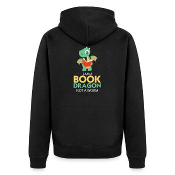 Bookworm Books Reading Dragon T-Shirt Gift - Unisex Premium Organic Zip Hoodie - black - Back - Nico (187cm)