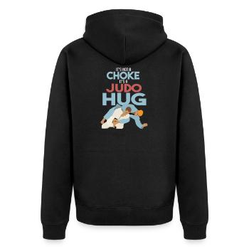 It s A Judo Hug Special Sport - Unisex Premium Bio Zip Hoodie - Schwarz - Hinten - Nico (187cm)
