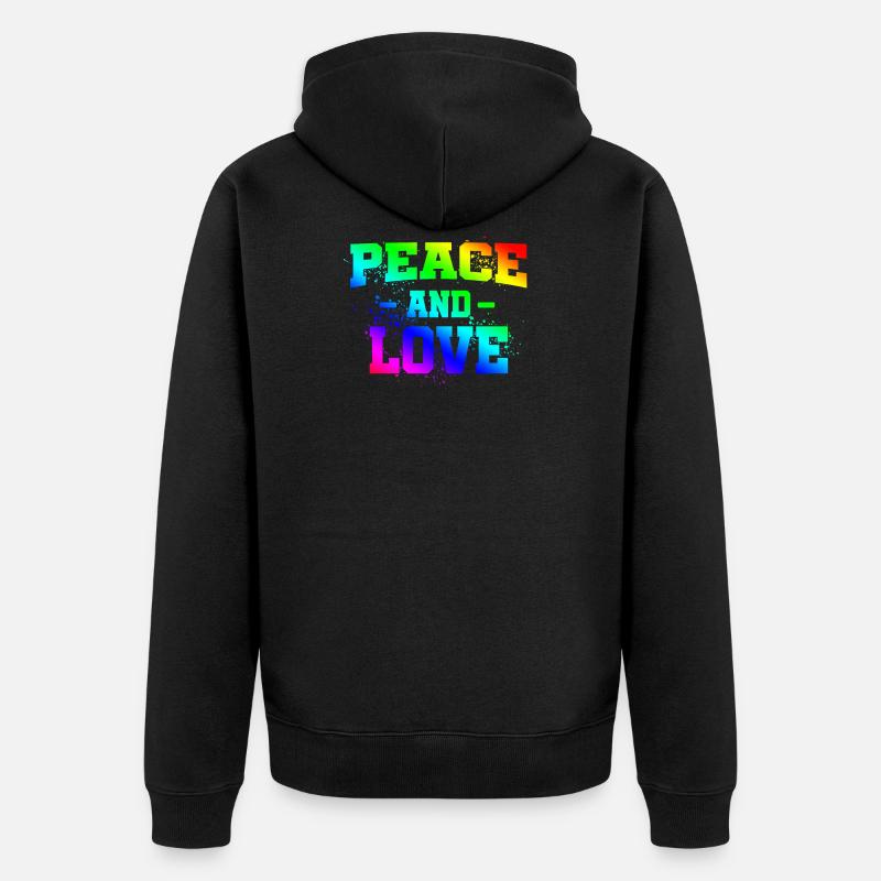 Paix et amour, arc-en-ciel - Veste à capuche bio Premium Unisexe - noir