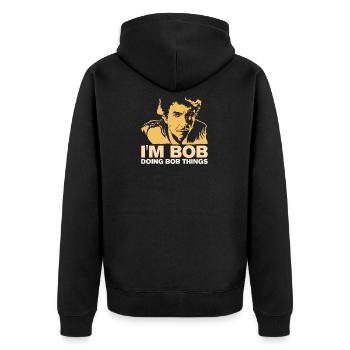 Lustiges 'Ich bin Bob - Mache Bob Sachen Geschenk - Unisex Premium Bio Zip Hoodie - Schwarz - Hinten - Nico (187cm)