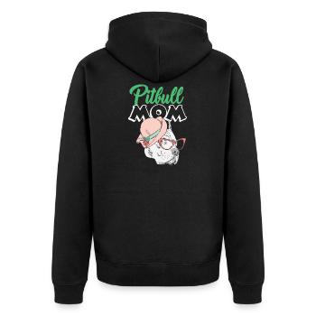 Pitbull Mama T-Shirt - Unisex Premium Bio Zip Hoodie - Schwarz - Hinten - Nico (187cm)