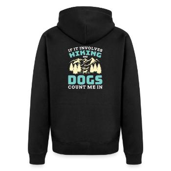 Wandern Hunde Bergwanderung Natur Geschenk - Unisex Premium Bio Zip Hoodie - Schwarz - Hinten - Nico (187cm)
