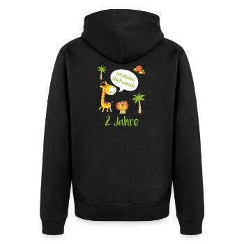 2nd Birthday Second Bday Happy Birthday T-Shirt - Unisex Premium Organic Zip Hoodie - black - Back - Nico (187cm)