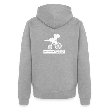 Vélo Dino Velociraptor - Veste à capuche bio Premium Unisexe - gris chiné - Dos - Nico (187cm)
