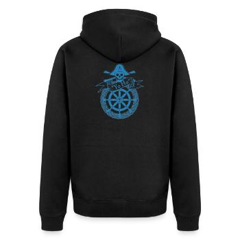 Yo Ho Totenschädel Piratenschiff - Unisex Premium Bio Zip Hoodie - Schwarz - Hinten - Nico (187cm)