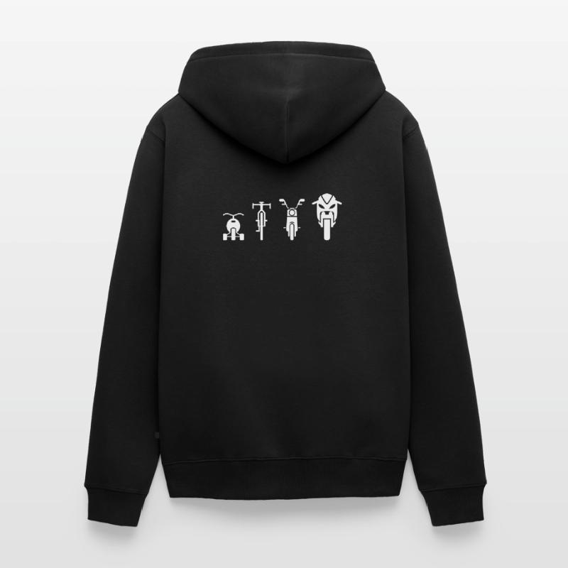 Bikes Evolution White Unisex Premium Bio Zip Hoodie