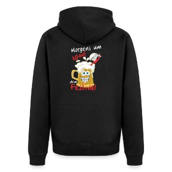 Lustiges Festival Shirt Zähneputzen mit Bier - Unisex Premium Bio Zip Hoodie - Schwarz - Hinten - Nico (187cm)