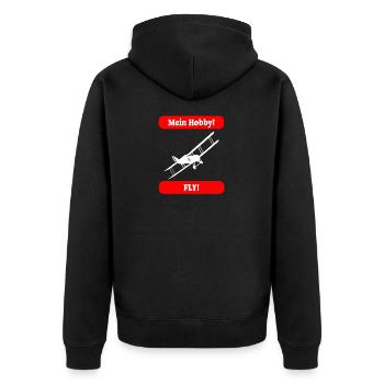 FLIEGEN - Unisex Premium Bio Zip Hoodie - Schwarz - Hinten - Nico (187cm)
