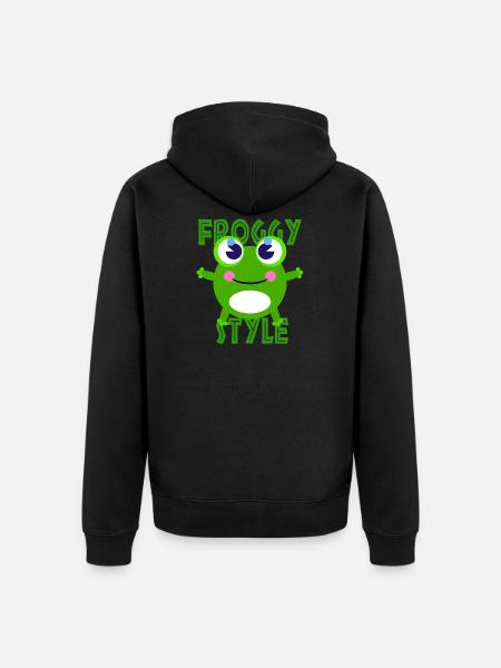 Süßer Frosch - Unisex Premium Bio Zip Hoodie - Schwarz