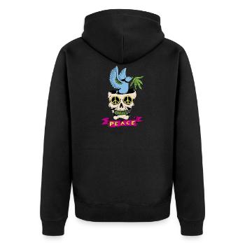 Peace Geschenk - Unisex Premium Bio Zip Hoodie - Schwarz - Hinten - Nico (187cm)