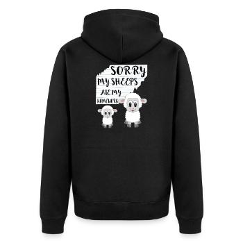 Sorry My Sheeps Ate My Homework Ausreden Geschenke - Unisex Premium Bio Zip Hoodie - Schwarz - Hinten - Nico (187cm)