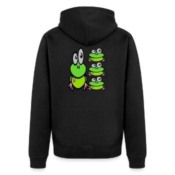 Frösche Frösche Frösche 2 - Unisex Premium Bio Zip Hoodie - Schwarz - Hinten - Nico (187cm)