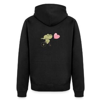 Éléphant à vélo - Veste à capuche bio Premium Unisexe - noir - Dos - Nico (187cm)