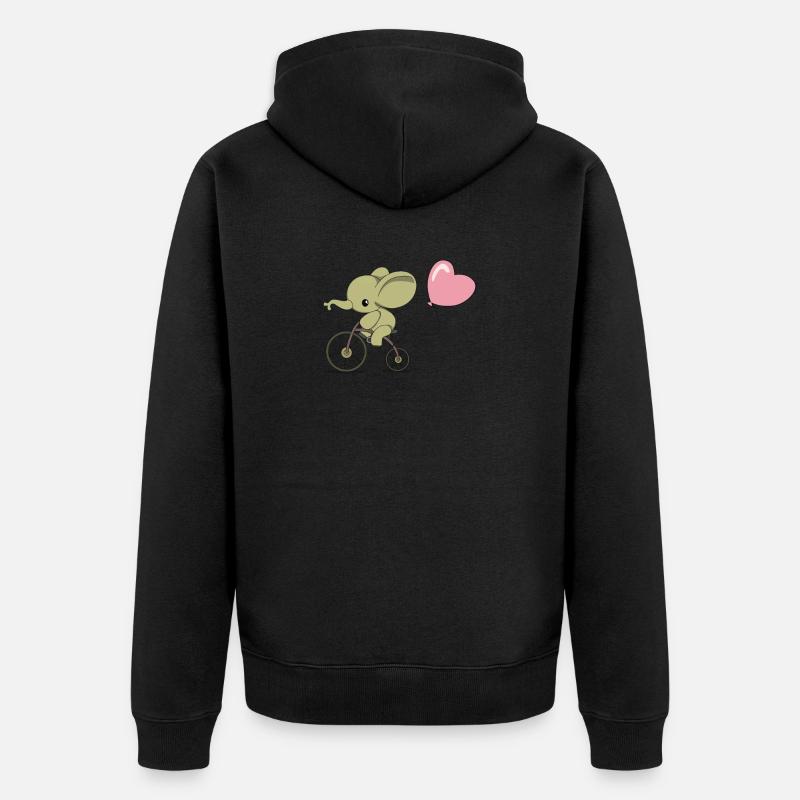 Radelnder Elefant - Unisex Premium Bio Zip Hoodie - Schwarz