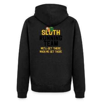 Sloth Running Team - Unisex Premium Bio Zip Hoodie - Schwarz - Hinten - Nico (187cm)