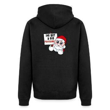 I have a big package. - Unisex Premium Organic Zip Hoodie - black - Back - Nico (187cm)