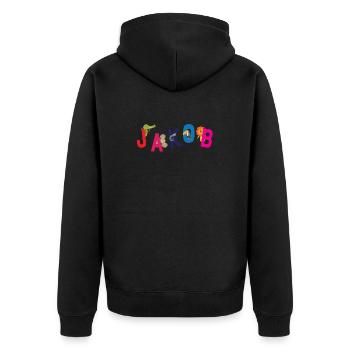 Je m'appelle Jacob T-Shirt Prénom Enfant - Veste à capuche bio Premium Unisexe - noir - Dos - Nico (187cm)