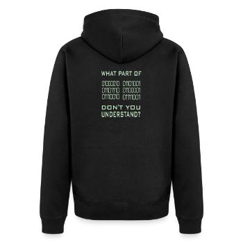 Quelle partie ne comprenez-vous pas? T-shirt drôle - Veste à capuche bio Premium Unisexe - noir - Dos - Nico (187cm)