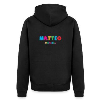 Matteo - Unisex Premium Organic Zip Hoodie - black - Back - Nico (187cm)