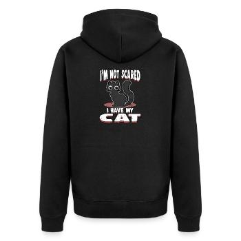 I am not afraid i have my cat gift - Unisex Premium Organic Zip Hoodie - black - Back - Nico (187cm)