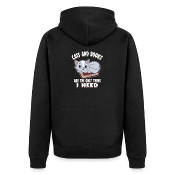 Chats lire des livres animaux amour livre idée cadeau - Veste à capuche bio Premium Unisexe - noir - Dos - Nico (187cm)