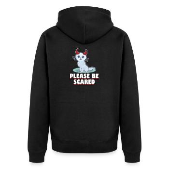 Cat halloween devil horns scary gift idea - Unisex Premium Organic Zip Hoodie - black - Back - Nico (187cm)