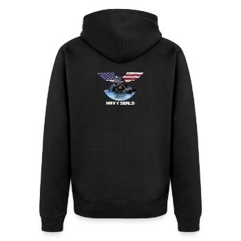 Soldier Sniper Navy Seals Gift - Unisex Premium Organic Zip Hoodie - black - Back - Nico (187cm)