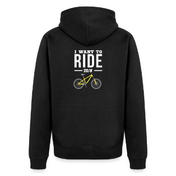 I want to ride my Bike - Unisex Premium Bio Zip Hoodie - Schwarz - Hinten - Nico (187cm)