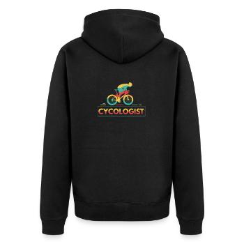 Cycologist - Unisex Premium Bio Zip Hoodie - Schwarz - Hinten - Nico (187cm)