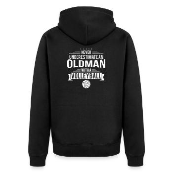 old man volleyball men premium t shirt - Unisex Premium Organic Zip Hoodie - black - Back - Nico (187cm)