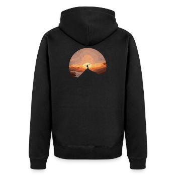 Gipfelstürmer Bergsteiger Geschenk Wandern Alpen - Unisex Premium Bio Zip Hoodie - Schwarz - Hinten - Nico (187cm)
