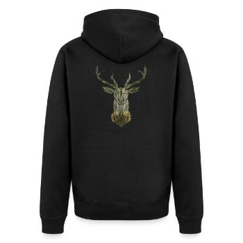 Hirsch Mosaik - Unisex Premium Bio Zip Hoodie - Schwarz - Hinten - Nico (187cm)