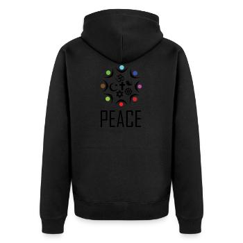 Peace for All Religions - Unisex Premium Organic Zip Hoodie - black - Back - Nico (187cm)