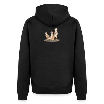 Erdmännchen Süße Tierkinder Zoo Tierliebhaber - Unisex Premium Bio Zip Hoodie - Schwarz - Hinten - Nico (187cm)