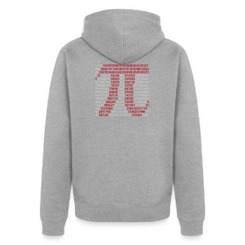 Pi - Unisex Premium Bio Zip Hoodie - Grau meliert - Hinten - Nico (187cm)