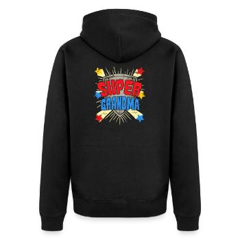 Heldin Großmutter Omi Super Grandma Oma Held - Unisex Premium Bio Zip Hoodie - Schwarz - Hinten - Nico (187cm)