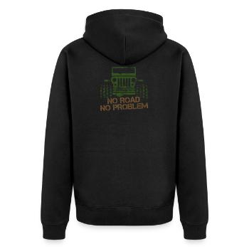 Keine Straße Kein Problem Geländewagen Geschenk - Unisex Premium Bio Zip Hoodie - Schwarz - Hinten - Nico (187cm)