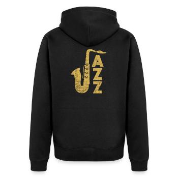 Jazz Saxophone Gift Musician Christmas - Unisex Premium Organic Zip Hoodie - black - Back - Nico (187cm)