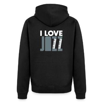 I love jazz piano kids gift christmas - Unisex Premium Organic Zip Hoodie - black - Back - Nico (187cm)