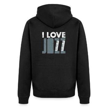 I love jazz piano kids gift christmas - Unisex Premium Organic Zip Hoodie - black - Back - Nico (187cm)