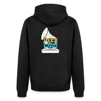 Jazz & Chill lustiger Spruch Jugendliche Weihnacht - Unisex Premium Bio Zip Hoodie - Schwarz - Hinten - Nico (187cm)