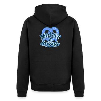 blockedTitle - Unisex Premium Organic Zip Hoodie - black - Back - Nico (187cm)