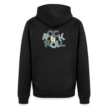 Rock & Roll Kinder Geschenk Spruch - Unisex Premium Bio Zip Hoodie - Schwarz - Hinten - Nico (187cm)