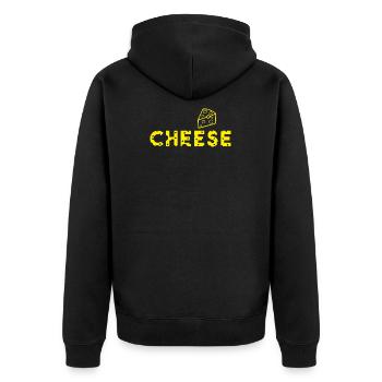cheese Käse - Unisex Premium Bio Zip Hoodie - Schwarz - Hinten - Nico (187cm)